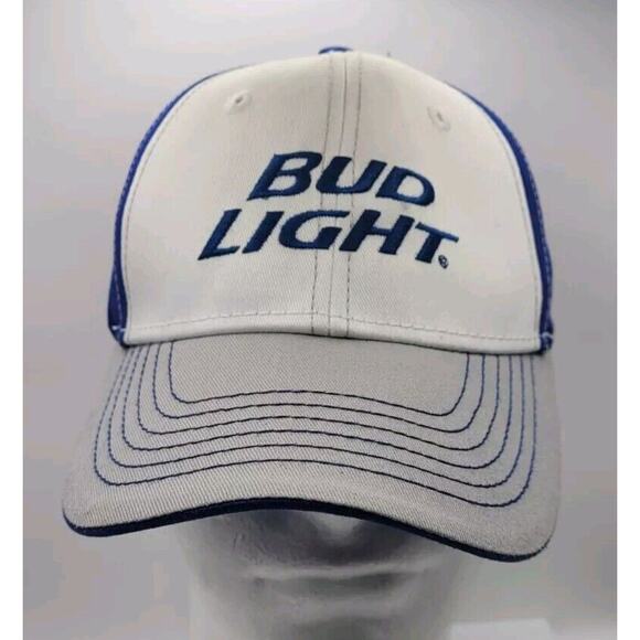 BUD LIGHT BUDWEISER ANHEUSER BUSCH BEER‎ TRUCKER SNAP BACK HAT CAP NWOT - Picture 1 of 9